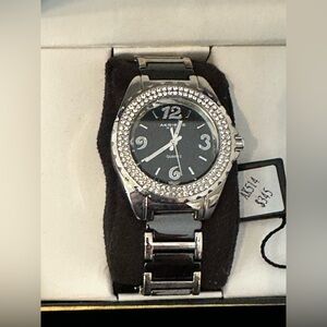 Akribos Silver Watch with Crystal Accents